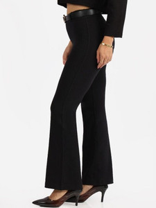 BlissClub AM:PM Cotton Flare Pants, Lite - Tall Flared Women Black Trousers