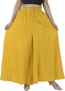 AARMAD Flared Women Yellow Trousers