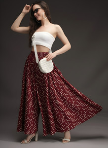 SHOEYONSELL Flared Women Maroon Trousers