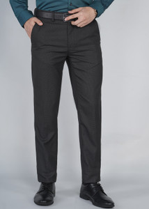 PETER ENGLAND Regular Fit Men Black Trousers