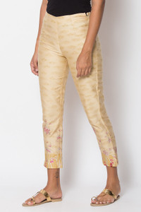 BIBA Slim Fit Women Beige Trousers