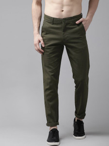 Roadster Regular Fit Men Green Trousers