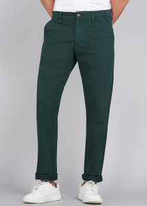 WROGN Slim Fit Men Dark Green Trousers