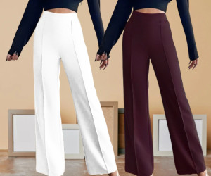 Parona Regular Fit Women White, Purple Trousers
