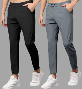 K.K Garment Slim Fit Men Black, Grey Trousers