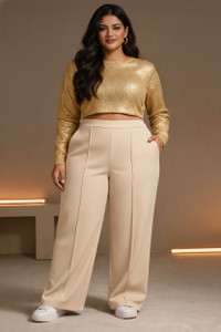 KOTTY Relaxed Women Beige Trousers