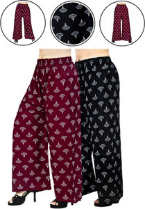 4K FASHION Relaxed Women Black, Maroon Trousers