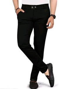 youmeCreation Slim Fit Men Black Trousers