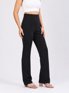 QAUTVEZ Loose Fit Women Black Trousers