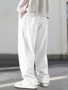 LIBJA Loose Fit Men White Trousers
