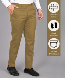 STREETVIBES Regular Fit Men Khaki Trousers