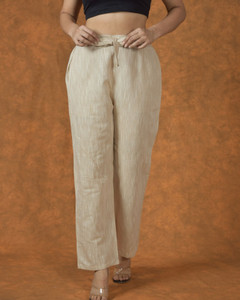 Qashida Relaxed Women Beige Trousers