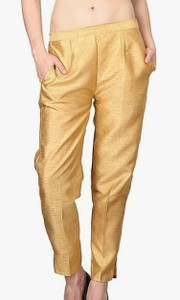 nice wonder Regular Fit Women Gold Trousers