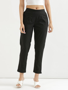 SAADAA Regular Fit Women Black Trousers