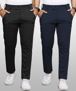 VeBNoR Regular Fit Men Black, Blue Trousers