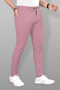 COMBRAIDED Slim Fit Men Pink Trousers