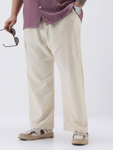 Urbano Plus Loose Fit Men Beige Trousers
