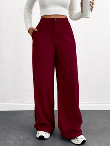 Rajovati Loose Fit Women Maroon Trousers