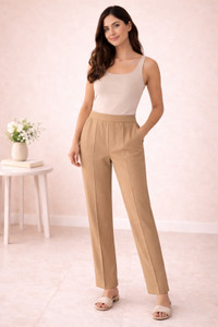XYRAATTIRE Straight Fit Women Beige Trousers