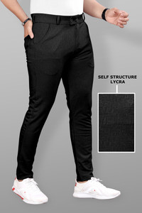 COMBRAIDED Slim Fit Men Black Trousers