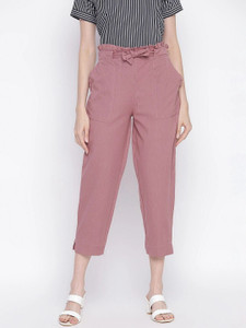 IQRAAR Regular Fit Women Pink Trousers