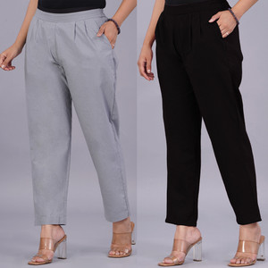 VENITYWAVE Regular Fit Women Grey, Black Trousers
