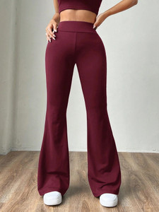 loomzy Flared Women Maroon Trousers
