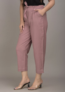 VYMO Regular Fit Women Purple Trousers