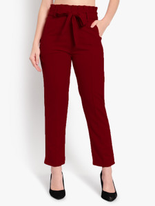 ELVORA Slim Fit Women Maroon Trousers