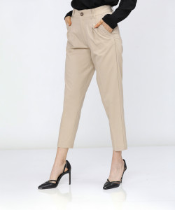 Tokyo Talkies Tapered Women Beige Trousers