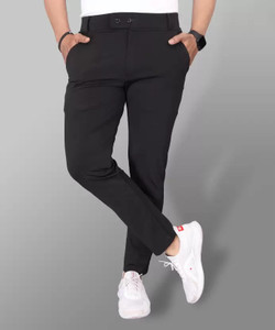KAJARU Regular Fit Men Black Trousers