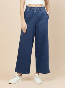 NOVIO Loose Fit Women Dark Blue Trousers