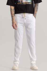 Snitch Relaxed Men White Trousers
