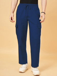 INDICLUB Self Design Men Blue Track Pants