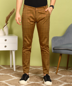 FUBAR Slim Fit Men Gold Trousers