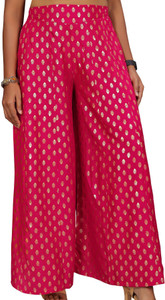 Anti Wrinkle Designer Flared Women Pink Trousers