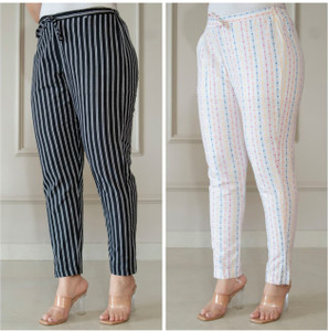 SFA Straight Fit Women White, Black Trousers