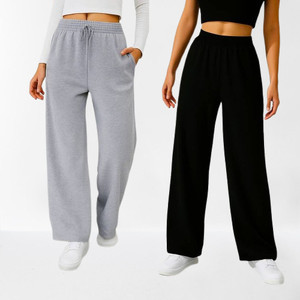 MAYGYQ Loose Fit Women Grey, Black Trousers