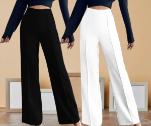 Parona Regular Fit Women Black, White Trousers