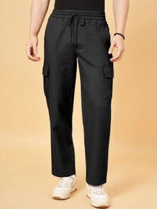 INDICLUB Self Design Men Black Track Pants