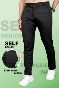 INDICLUB Slim Fit Men Black Trousers