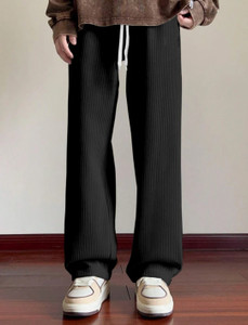 deslizar Loose Fit, Relaxed Men Black Trousers
