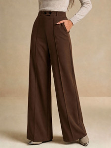 JERRY AND HANPHIL Straight Fit Women Brown Trousers
