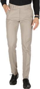JAYCAP Slim Fit Men Cream Trousers