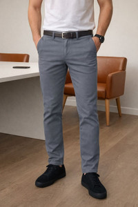 DENRO Slim Fit Men Grey Trousers