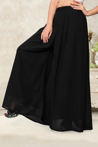 Anti Wrinkle Designer Flared Women Black Trousers