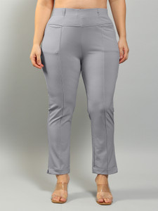 Plus Size Relaxed Women Grey Trousers