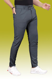 SK Clasy Slim Fit Men Silver Trousers