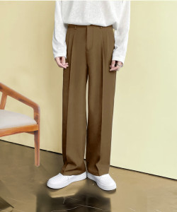 INDICLUB Loose Fit Men Khaki Trousers