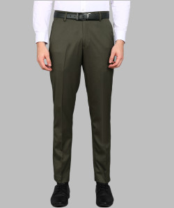 PROVOGUE Slim Fit Men Green Trousers